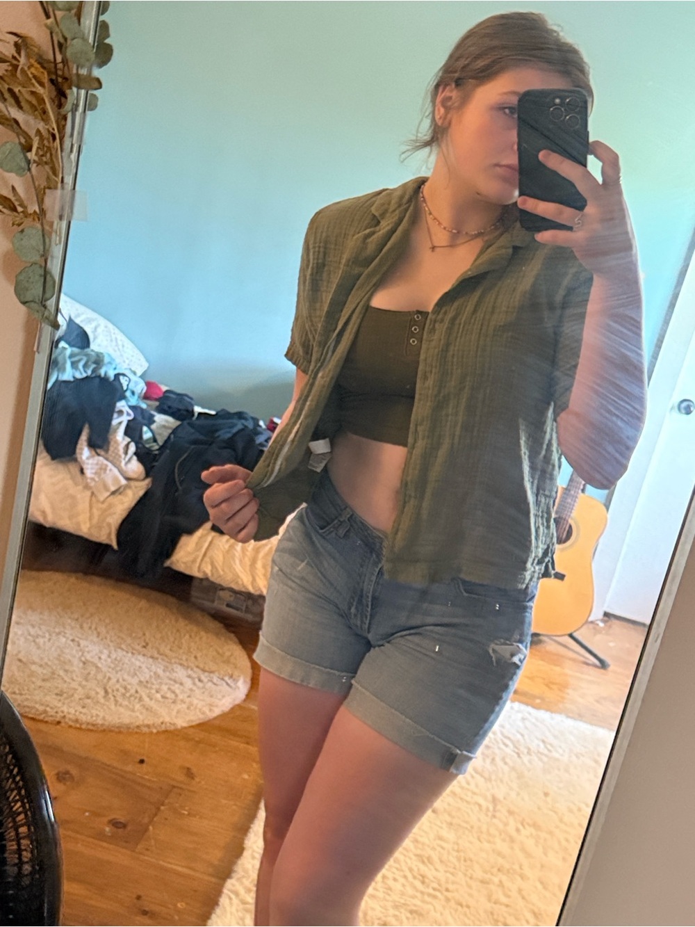 Old Navy Green Lightweight Button-Up Shirt